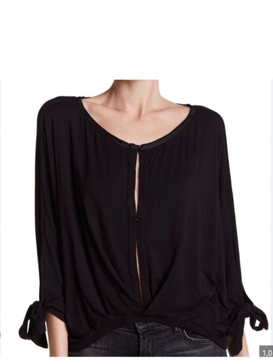 Free People Tops - Free People Women’s Black Keyhole Tie-Sleeve Top
